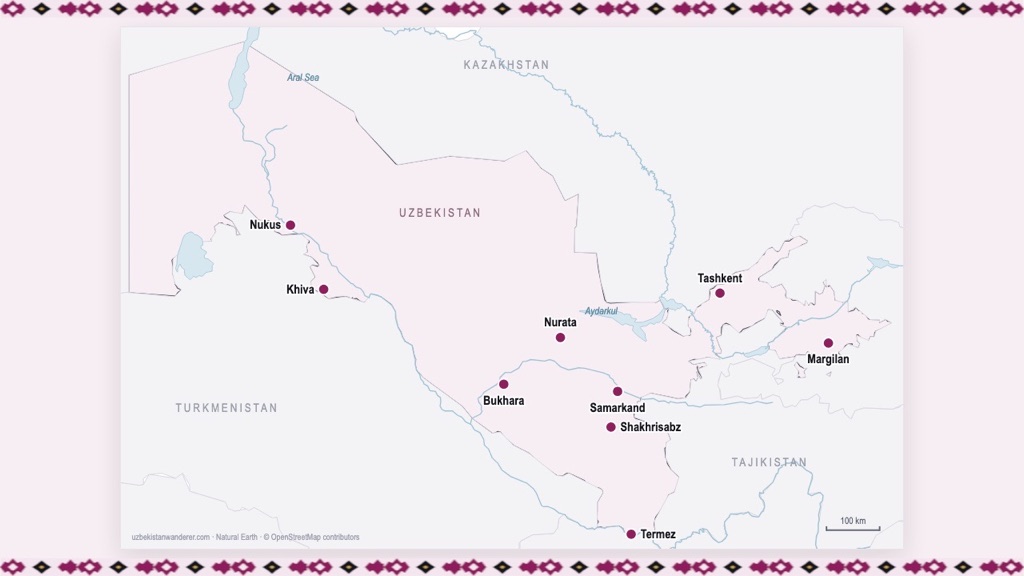 Uzbekistan Wanderer artwork for 25 Best Things to Do in Uzbekistan (2026 Guide), with our own map