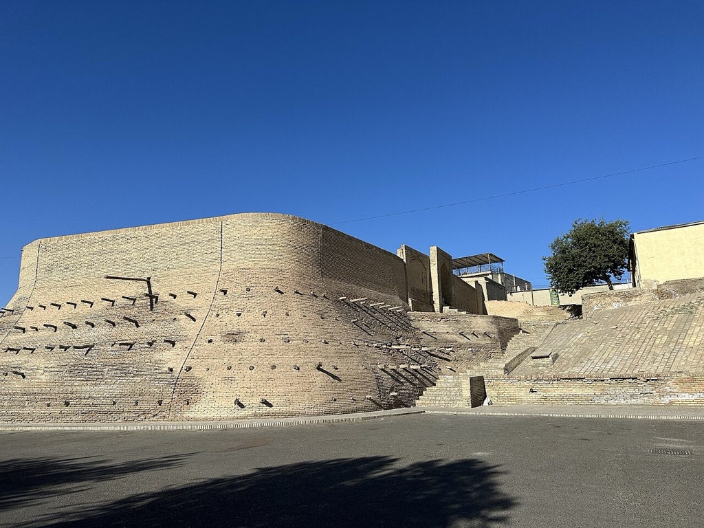 The brick bastion of the Zindan, Bukhara's former emirate jail, built into the line of the old city wall