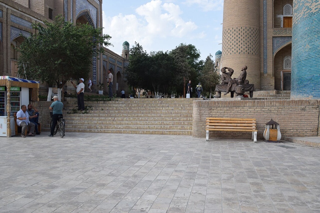 An everyday street scene inside Khiva's Ichan Qala, the walled city run as a single state museum-reserve
