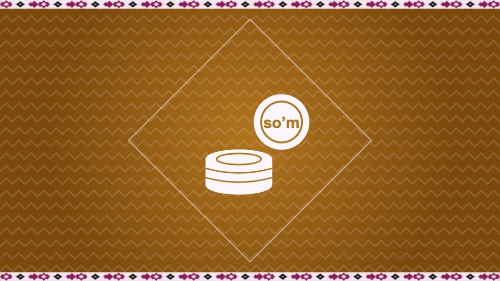 Uzbekistan Wanderer artwork for Scams in Uzbekistan: What's Real and What Isn't, with an illustration of a stack of som coins